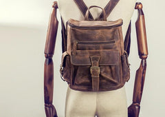 Vintage Cool Leather Mens Backpack Large Travel Bag Hiking Bag for men - imessengerbags