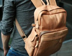 Leather Brown Mens Backpacks Cool Travel Backpack Laptop Backpack for men