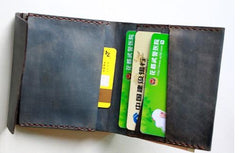 Handmade Vintage Leather Mens Small Bifold Wallet Cool billfold Wallet for Men - imessengerbags