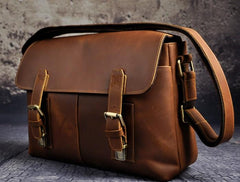 Cool Vintage Brown Leather Mens Side Bag Messenger Bag Shoulder Bag for Men