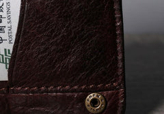 Handmade Genuine Leather Mens Cool Slim Leather Wallet Men Small Wallets Bifold for Men