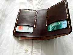 Vintage Leather Coffee Mens Small Wallet Leather Bifold Wallets for Men - imessengerbags