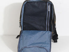 Genuine Leather Mens Cool Backpack Sling Bag Large Black Travel Bag Hiking Bag for men