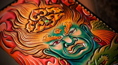 Handmade Leather Men Tooled Acalanatha Cool Leather Wallet Long Phone Clutch Wallets for Men - imessengerbags