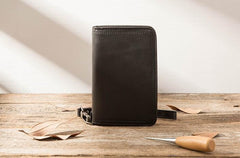 Cool Black Wristlet Wallet Leather Mens Long Wallet Long Wallet for Men - imessengerbags