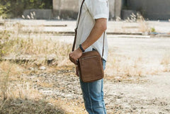 Small Cool Leather Mens Messenger Bags Shoulder Bags for Men