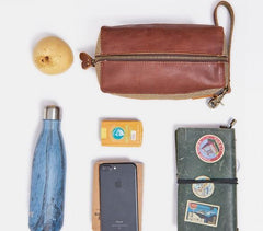 Large Canvas Leather Mens Clutch Bag Zipper Wristlet Bag Purse for Men