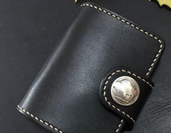 Handmade Leather Mens Cool Short Wallet Card Holder Small Card Slim Wallets for Men