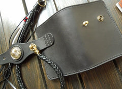 Handmade Leather Biker Wallet Mens Cool Short Chain Wallet Trucker Wallet with Chain