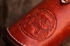 Handmade Leather Tooled Mens Cool Car Key Wallet Coin Wallet Pouch Car KeyChain for Men - imessengerbags