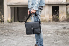 Cool Leather Mens Small Messenger Bags Shoulder Bags for Men