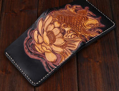 Handmade Leather Carp Mens billfold Wallet Cool Leather Wallet Slim Wallet for Men - imessengerbags