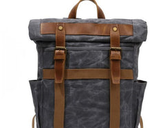 Waxed Canvas Mens Travel Backpack Canvas School Backpack Laptop Backpack for Men