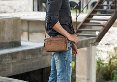 Cool Leather Mens Small Messenger Bags Shoulder Bags for Men