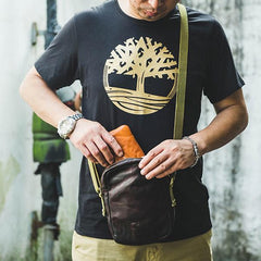 Casual Coffee Leather Men Vertical Side Bag Green Small Messenger Bag Black Courier Bag For Men - imessengerbags