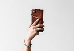 Handmade Mens Cool Leather Chain Wallet Biker Trucker Wallet with Chain for Men - imessengerbags