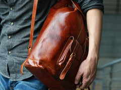 Handmade Leather Mens Backpacks Travel Backpacks Laptop Backpack for men