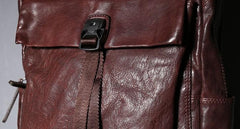 Genuine Leather Mens Cool Backpack Sling Bag Large Black Travel Bag Hiking Bag for men