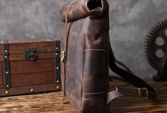 Handmade Leather Mens Cool Backpack Sling Bag Large Black Travel Bag Hiking Bag for men - imessengerbags