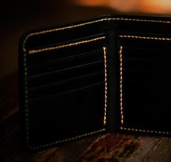 Handmade Leather Chinese Black&White Tooled Mens billfold Wallet Cool Leather Wallet Slim Wallet for Men - imessengerbags