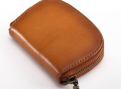 Vintage Leather Mens Small Wallet Zipper Card Coin Wallet for Men - imessengerbags