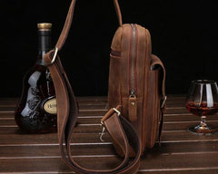 Vintage Leather Mens Sling Shoulder Bag Sling Bag Chest Bag Sling Backpack for men - imessengerbags
