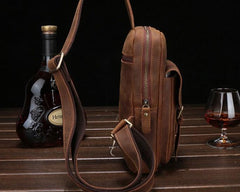 Vintage Leather Mens Sling Shoulder Bag Sling Bag Chest Bag Sling Backpack for men