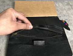 Genuine Leather Mens Clutch Cool Slim Wallet Passport Travel Clutch Wristlet Wallet for Men - imessengerbags