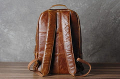 Genuine Leather Mens Cool Backpack Sling Bag Large Black Travel Bag Hiking Bag for men - imessengerbags