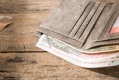 Gray Cool Leather Mens Small Wallet Bifold Vintage Slim billfold Wallet for Men - imessengerbags