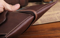 Genuine Leather Mens Cool Slim Long billfold Leather Wallet Men Small Wallets Bifold for Men - imessengerbags