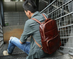 Vintage Leather Mens Backpack Travel Backpack School Backpacks for men
