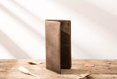 Vintage Slim long Wallets Leather Mens Tan Wallet Long Wallet for Men - imessengerbags