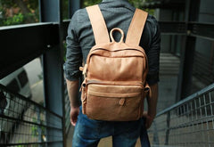 Leather Brown Mens Backpacks Cool Travel Backpack Laptop Backpack for men