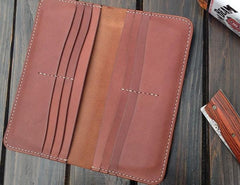 Handmade Leather Wallet Mens Clutch Wallet Cool Wallet Long Wallets for Men - imessengerbags
