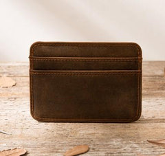 Mens Leather Slim Cards Holder Front Pocket Wallets Card Wallet for Men