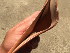 Handmade Leather Mens Cool billfold Leather Wallet Men Small Wallets Bifold for Men - imessengerbags