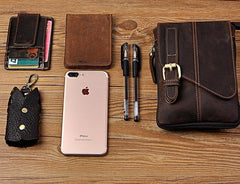 Mens Leather Small Side Bag COURIER BAGs Waist Pouch Holster Belt Case Belt Pouch for Men - imessengerbags