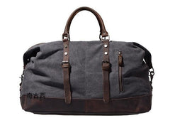 Mens Waxed Canvas Leather Weekender Bag Canvas Overnight bag Travel Bag for Men