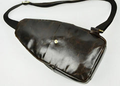 Vintage Leather Mens Sling Bag One Shoulder Backpack Chest Bag Sling Backpack for men - imessengerbags