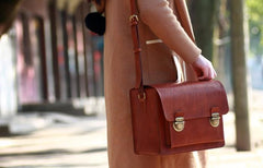 Handmade Vintage Coffee Leather Mens Camera Shoulder Bags Camera Messenger Bag for Men - imessengerbags