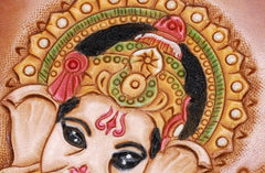 Handmade Leather Mens Clutch Wallet Cool Ganesha Tooled Wallet Long Zipper Wallets for Men - imessengerbags