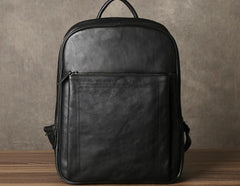 Genuine Leather Mens Cool Backpack Sling Bag Large Black Travel Bag Hiking Bag for men - imessengerbags