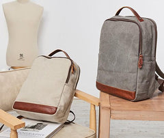 Cool Canvas Leather Mens Backpack Canvas Travel Bag Canvas School Bag for Men