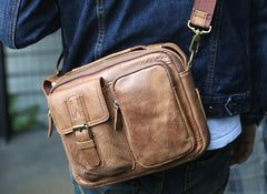 Cool Leather Mens Small Messengers Bag Shoulder Bags for Men