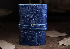 Handmade Leather Floral Mens Cool Short Wallet Card Holder Small Card Slim Wallets for Men - imessengerbags
