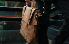 Vintage Mens Leather Briefcase Handbag Shoulder Bag Backpack for men