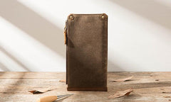 Cool Canvas Leather Mens Bifold Long Cards Wallet Long Wallet for Men - imessengerbags