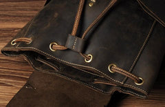 Genuine Leather Mens Cool Backpack Sling Bag Large Coffee Travel Bag Hiking Bag for men - imessengerbags