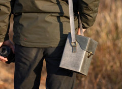 Handmade Gray Leather Mens Small Box Bag Shoulder Bag Messenger Bag for Men - imessengerbags